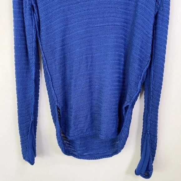 Aritzia Wilfred Free Royal Blue Hooded Open Knit Cashmere  Blend Sweater - Picture 8 of 15